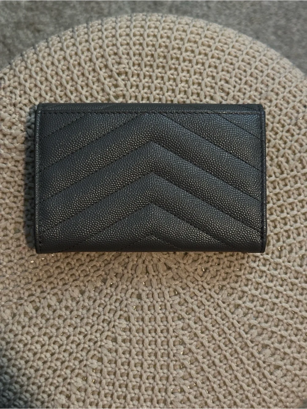 Authentic Saint Laurent Gray Quilted Leather Wallet with Silver YSL Emblem - Picture 6 of 14